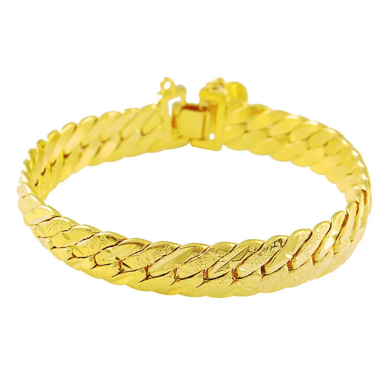 Wholesale Men's Chunky Men's Hand Chain Bracelets 24k Gold Color Link Chain Bracelet For Women Jewelry