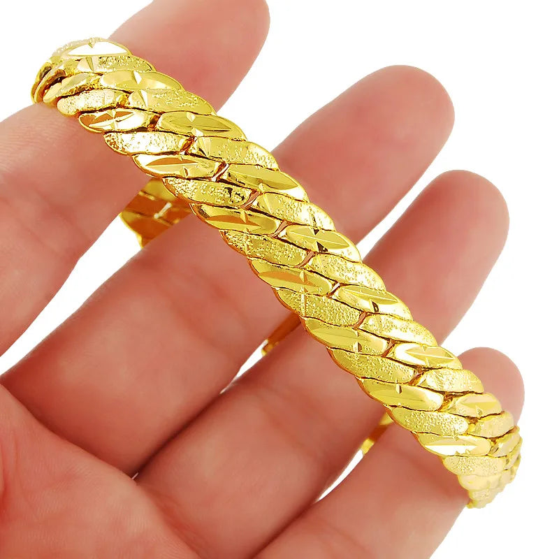 Wholesale Men's Chunky Men's Hand Chain Bracelets 24k Gold Color Link Chain Bracelet For Women Jewelry