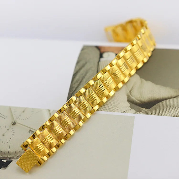 925 Sterling Silver Plated 18k Gold Bracelet Men's Classic Wedding Christmas Gift Jewelry Thickened And Never Faded