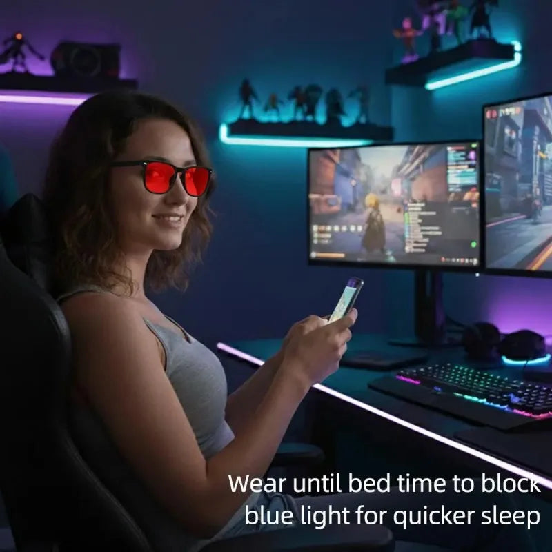 Anti Blue Light Sunglasses Better Sleep Red Lens Bluelight Blocking Glasses for Men Women Anti Eye Strain for Computer Game