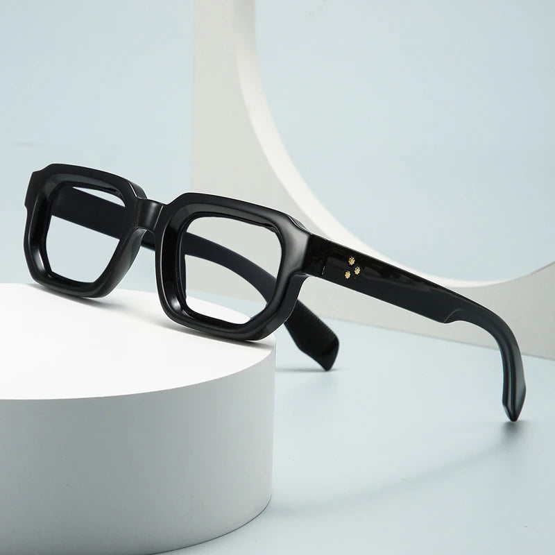 Brand Black Square Men's Glasses Frame Optical Anti Blue Light Reading Eyeglasses Retro Small Rivets Men's Presbyopia Glasses