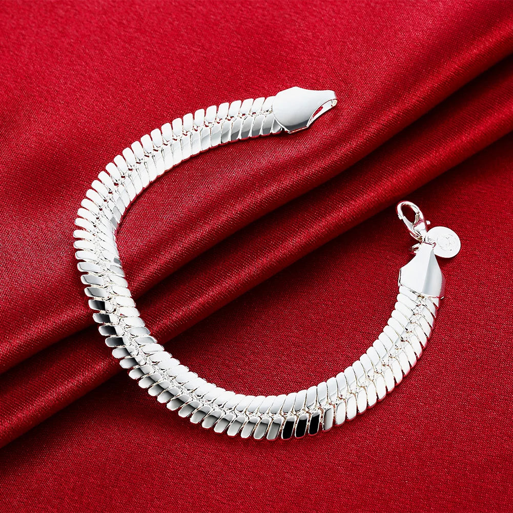 925 Sterling Silver Solid 8/10mm chain Bracelet men women Chain noble wedding Jewelry fashion charms party birthday gift