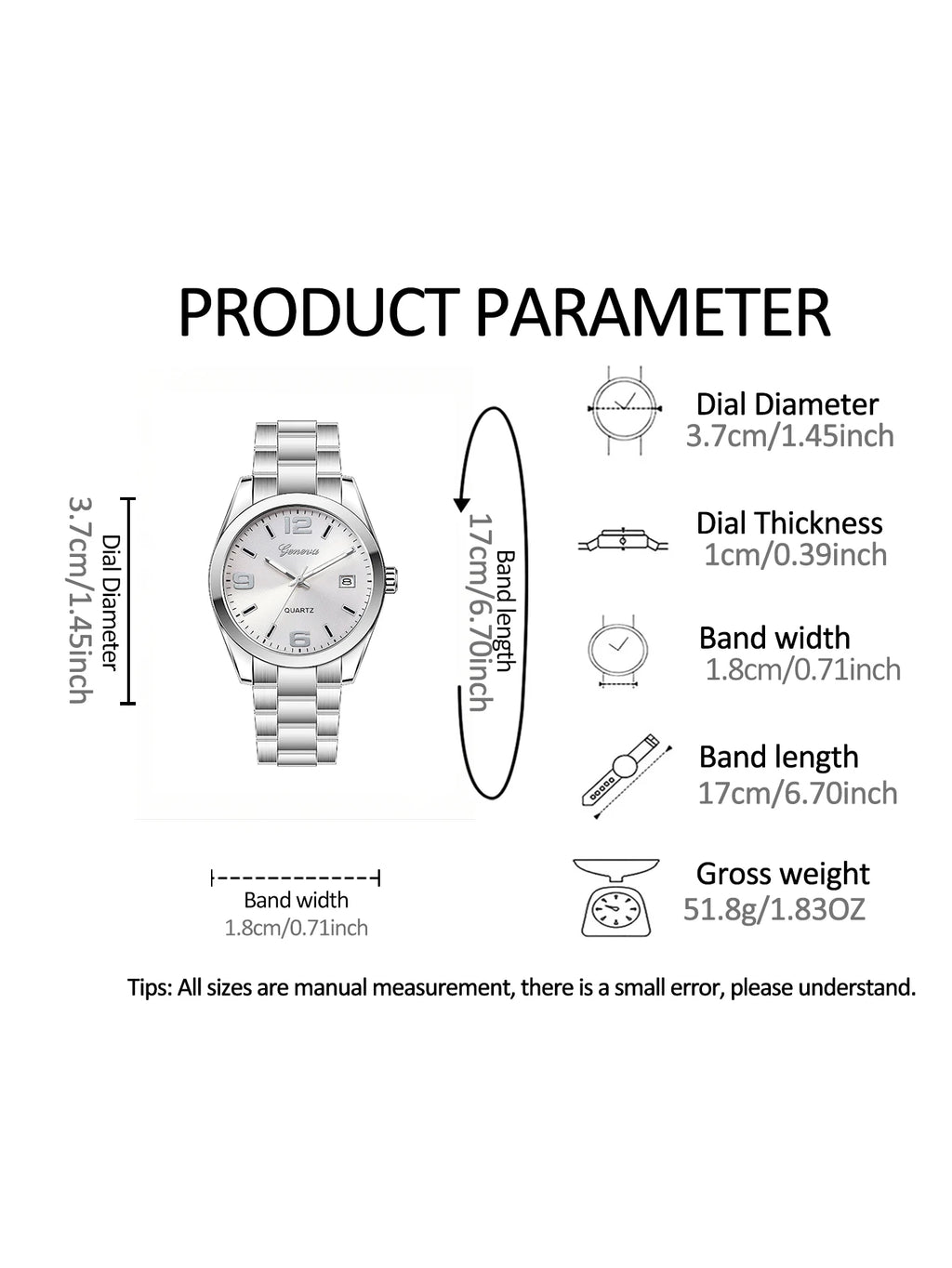 Ladies Quartz Watch Steel Band Design with Calendar Feature Daily Fashion Accessory Birthday Gift without Box