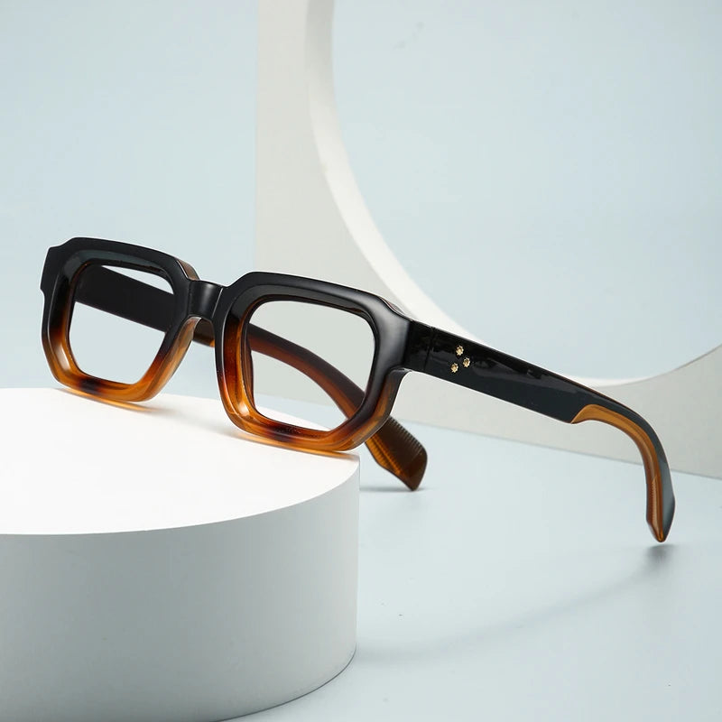 Brand Black Square Men's Glasses Frame Optical Anti Blue Light Reading Eyeglasses Retro Small Rivets Men's Presbyopia Glasses