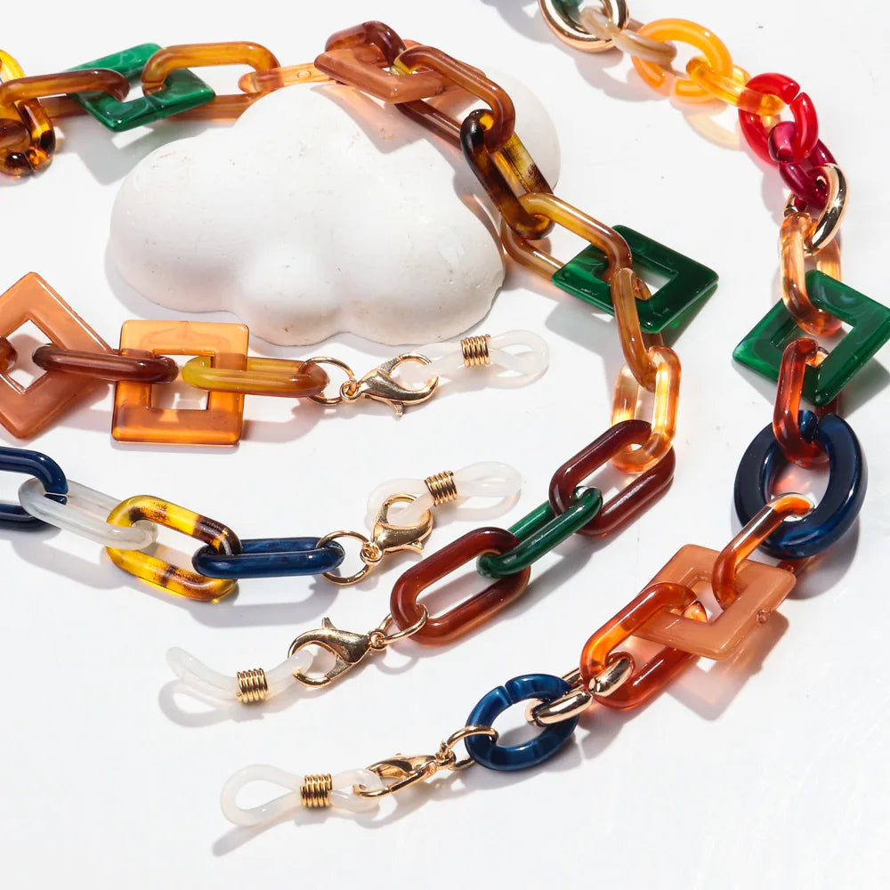La Chaîne Bohème – Chaîne à Lunettes en Acrylique Coloré