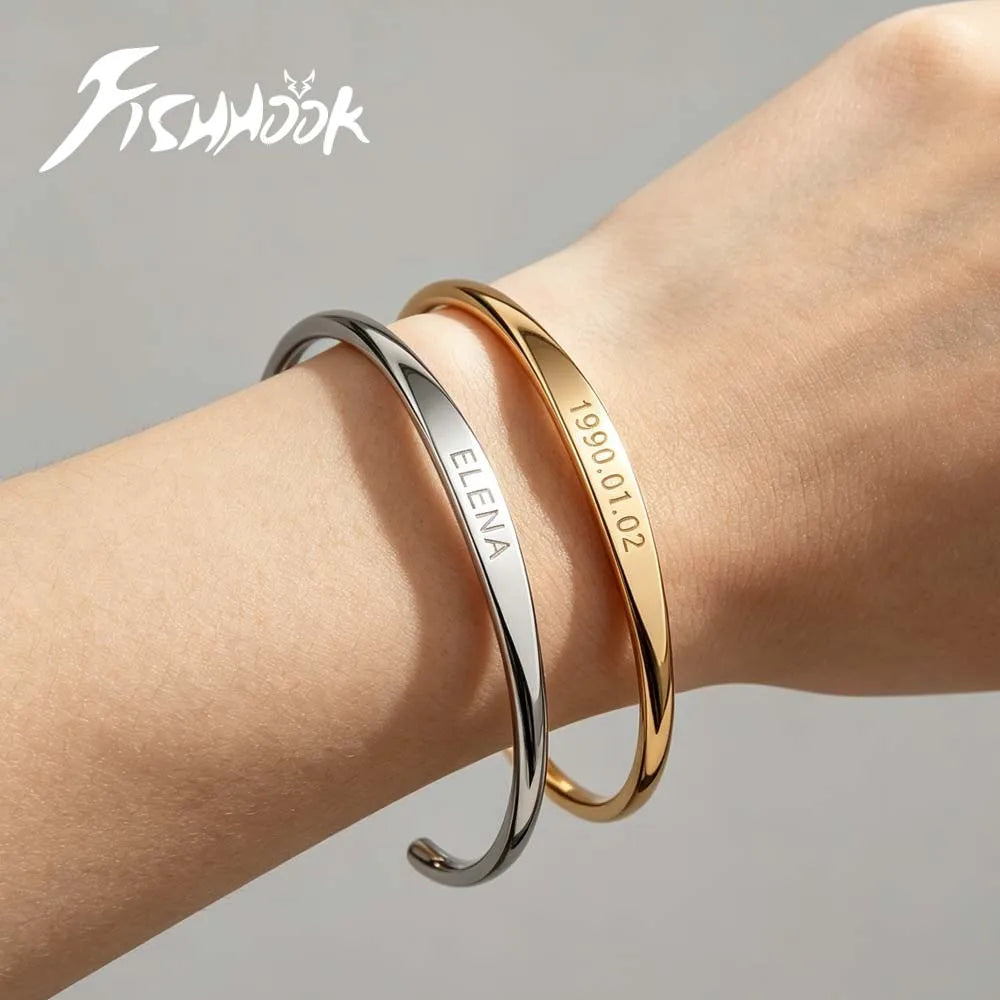 Le Duo Gravé – Bracelet Jonc Personnalisable