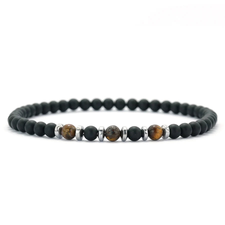 Charm Natural Stone 4mm Beads Bracelet Men Matte Phoenix Tiger Eyes Beaded Healing Elastic Braslet Casual Daily Homme Pulseira
