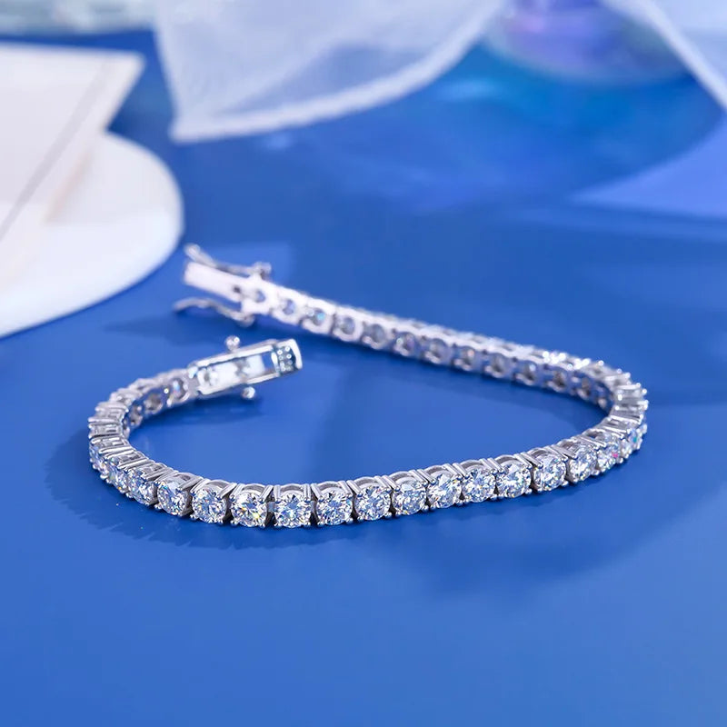 2-3-4-5-6 D VVS1 Moissanite Tennis Bracelet Original s925 Sterling Silver Plated 18k White Gold with GRA Bracelets for Women Man