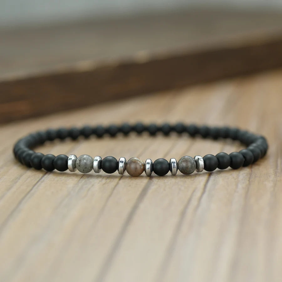 Charm Natural Stone 4mm Beads Bracelet Men Matte Phoenix Tiger Eyes Beaded Healing Elastic Braslet Casual Daily Homme Pulseira