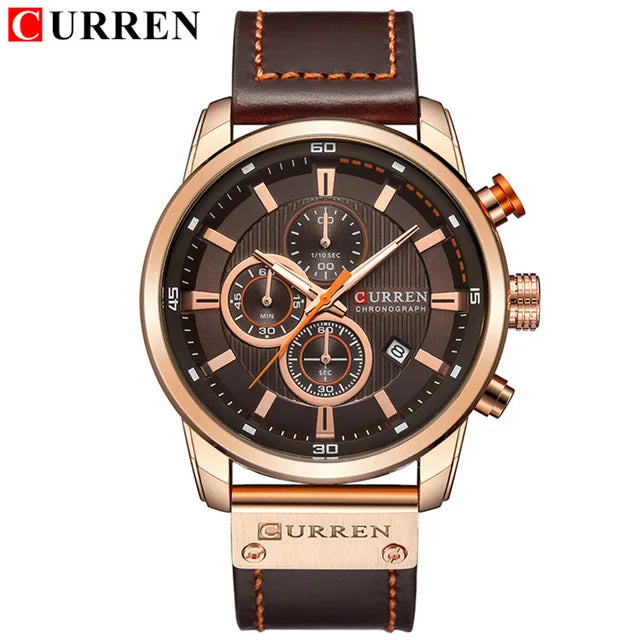 CURREN 8291 Mens Quartz Chronograph Watch Casual Leather Military Sport Fashion Gentleman Wristwatch