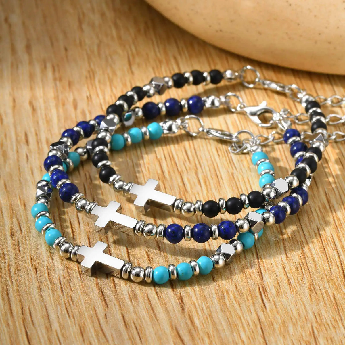 Le Pendantif – Bracelet Croix Pierre Naturelle