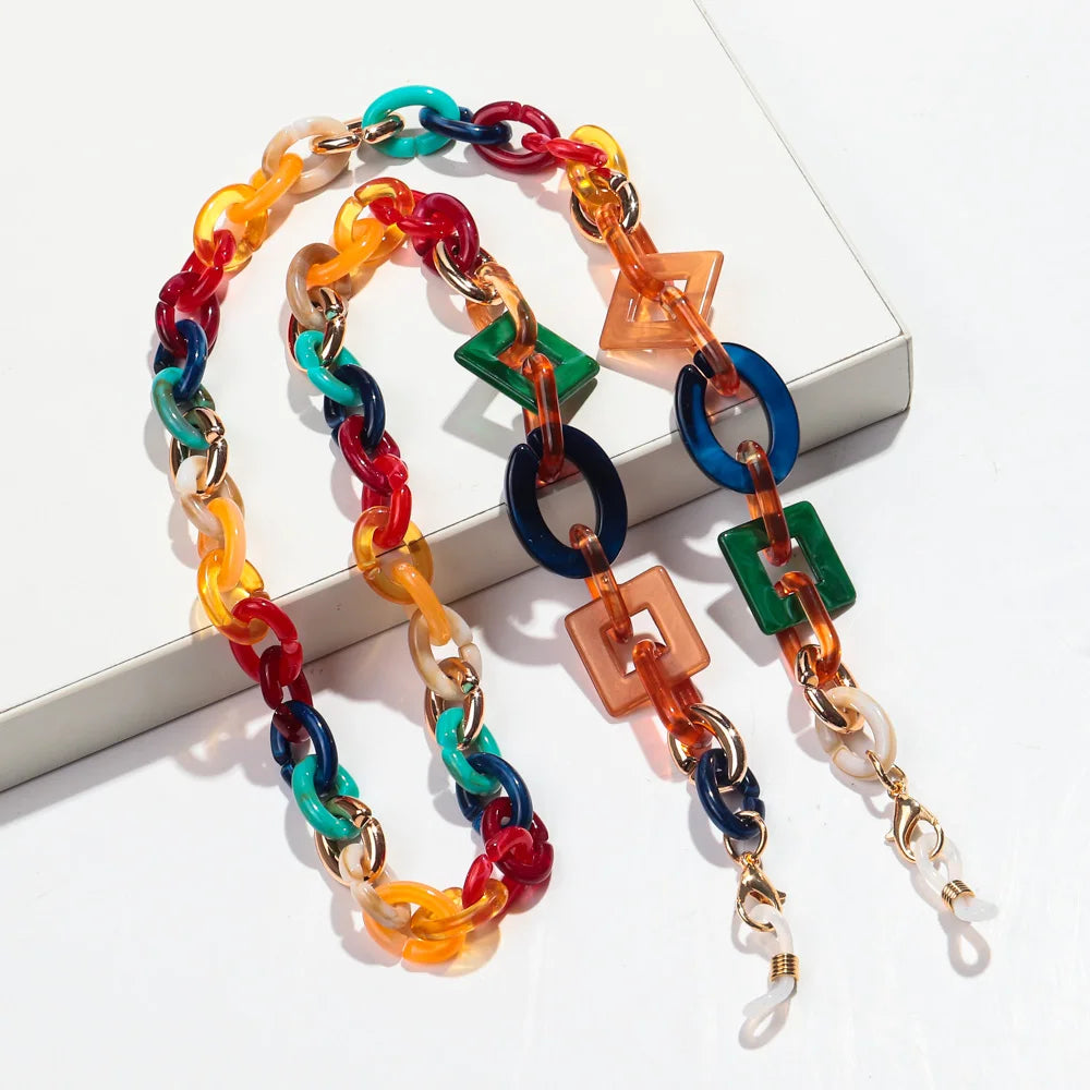 La Chaîne Bohème – Chaîne à Lunettes en Acrylique Coloré