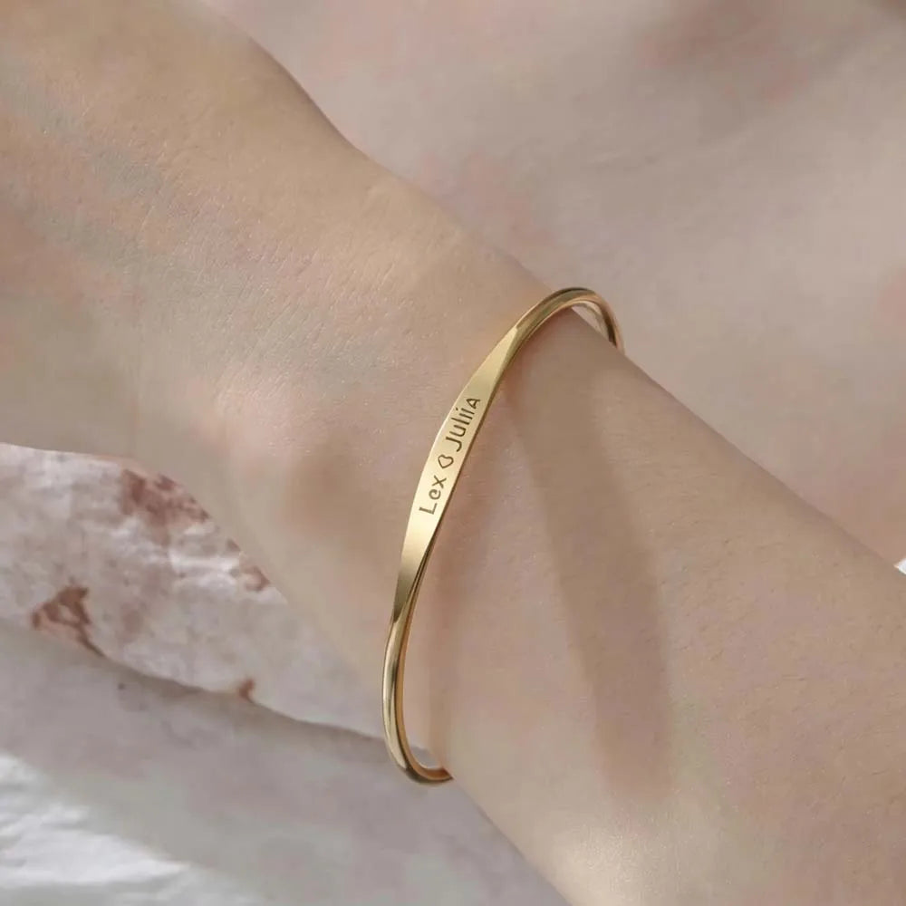Le Duo Gravé – Bracelet Jonc Personnalisable