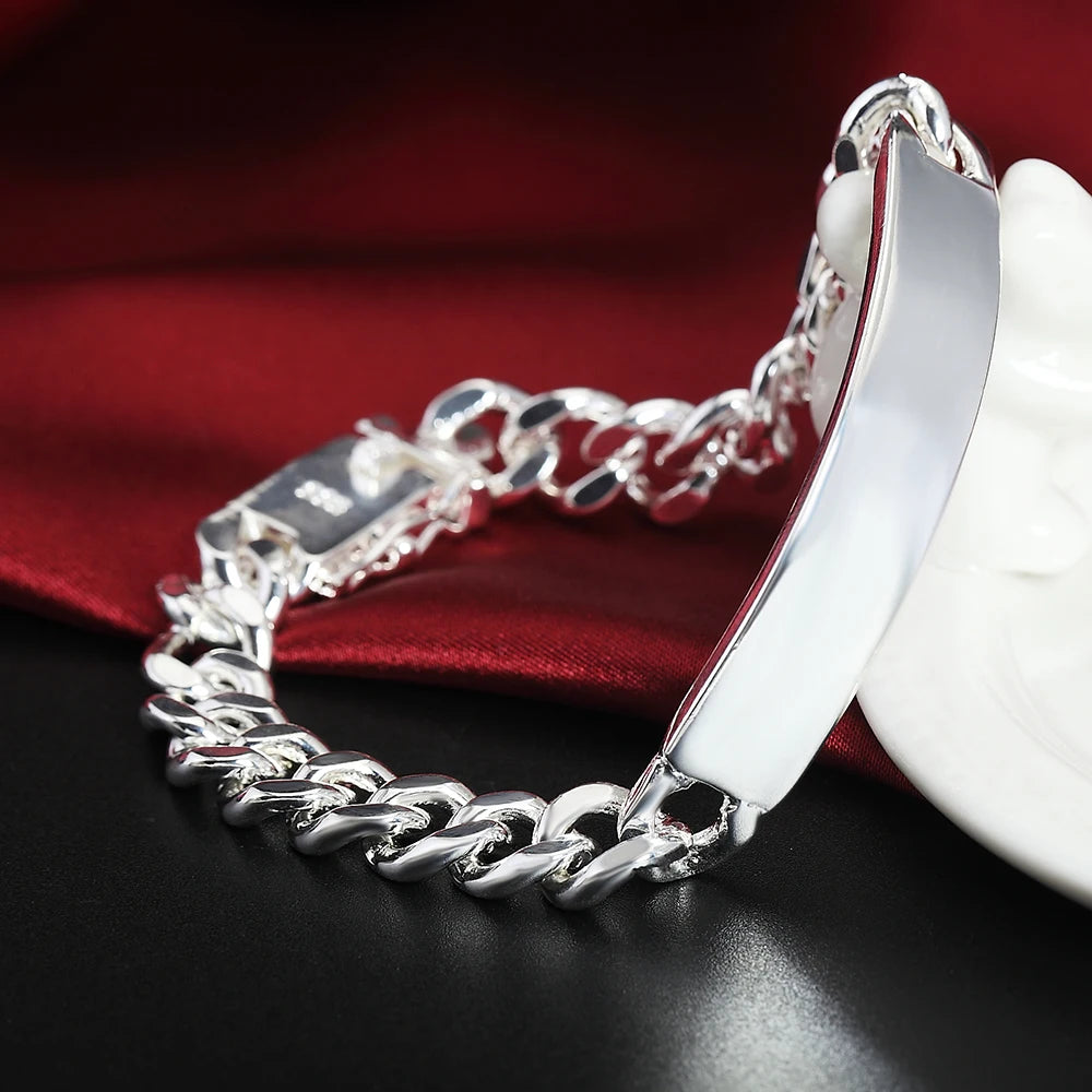 925 Sterling Silver Solid 8/10mm chain Bracelet men women Chain noble wedding Jewelry fashion charms party birthday gift