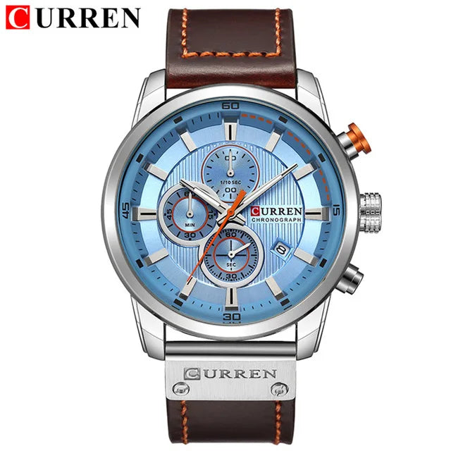 CURREN 8291 Mens Quartz Chronograph Watch Casual Leather Military Sport Fashion Gentleman Wristwatch
