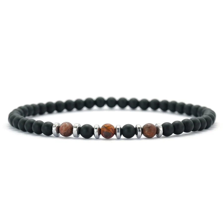 Charm Natural Stone 4mm Beads Bracelet Men Matte Phoenix Tiger Eyes Beaded Healing Elastic Braslet Casual Daily Homme Pulseira