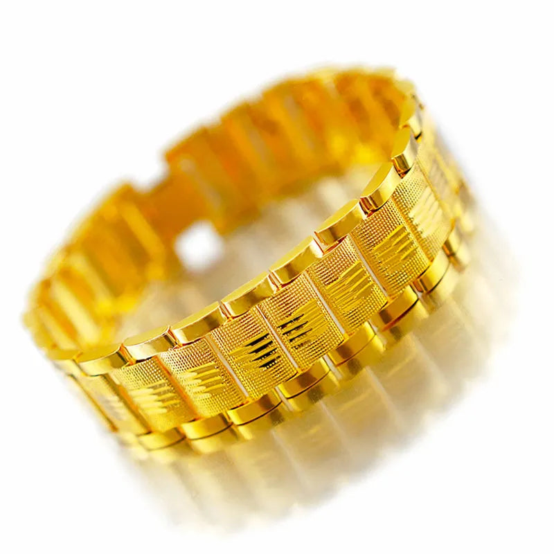 925 Sterling Silver Plated 18k Gold Bracelet Men's Classic Wedding Christmas Gift Jewelry Thickened And Never Faded