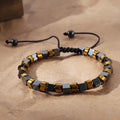 Men's black hematite bead woven bracelet with adjustable fitness and weight loss energy stone bracelet