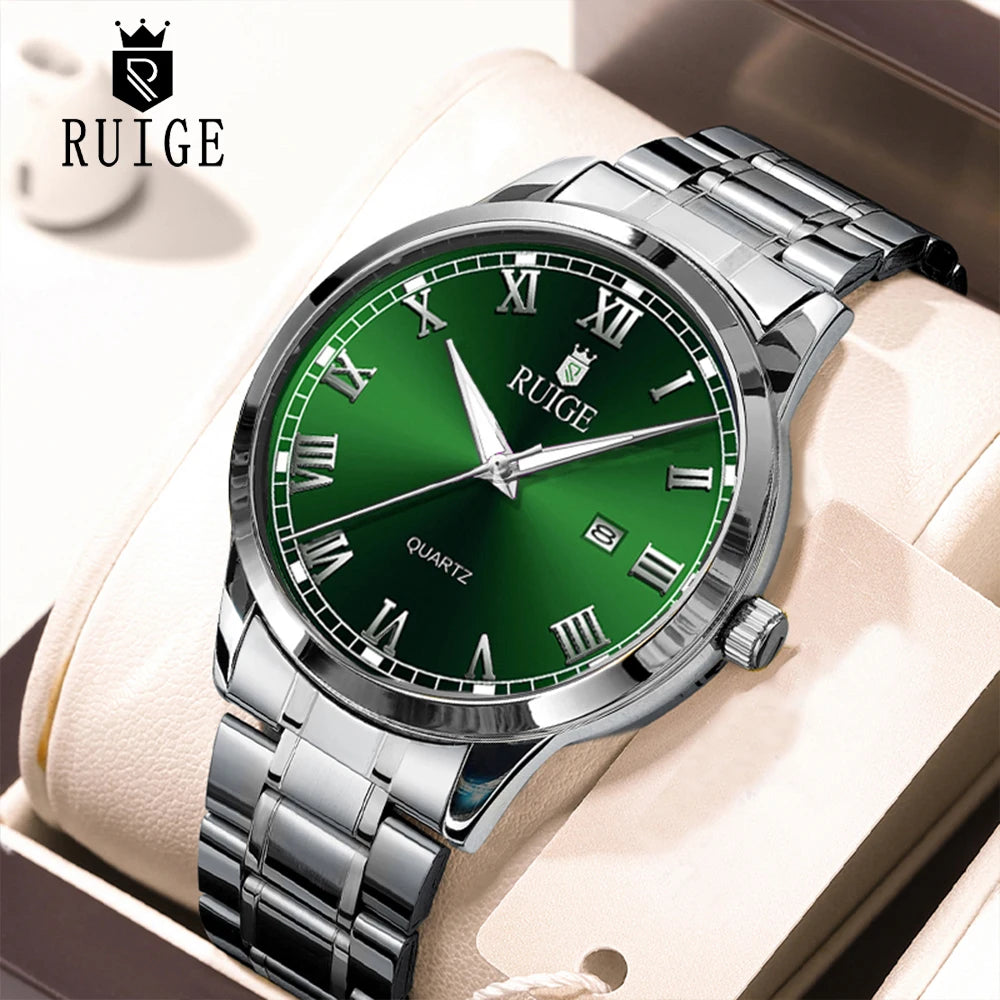RUIGE Fashion Men's Watch Roman Scale Minimalist Men's Famous Watch Night Glow Waterproof Trendy Watch