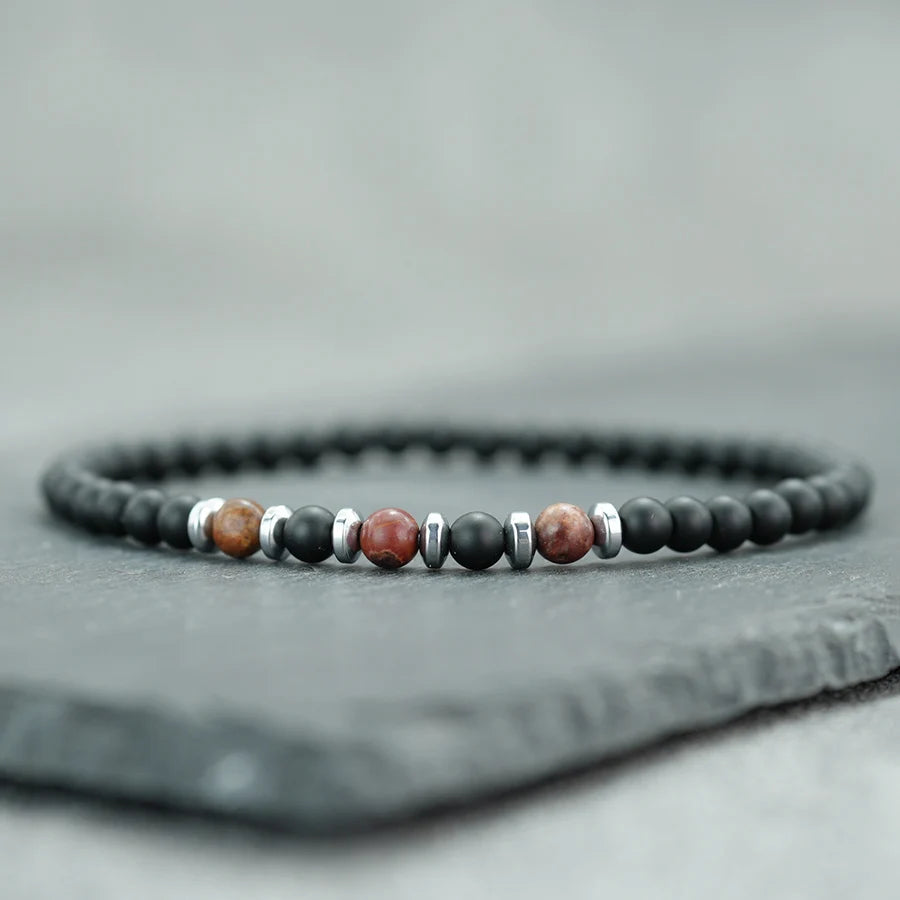 Charm Natural Stone 4mm Beads Bracelet Men Matte Phoenix Tiger Eyes Beaded Healing Elastic Braslet Casual Daily Homme Pulseira