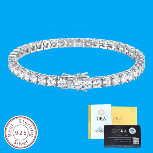 2-3-4-5-6 D VVS1 Moissanite Tennis Bracelet Original s925 Sterling Silver Plated 18k White Gold with GRA Bracelets for Women Man