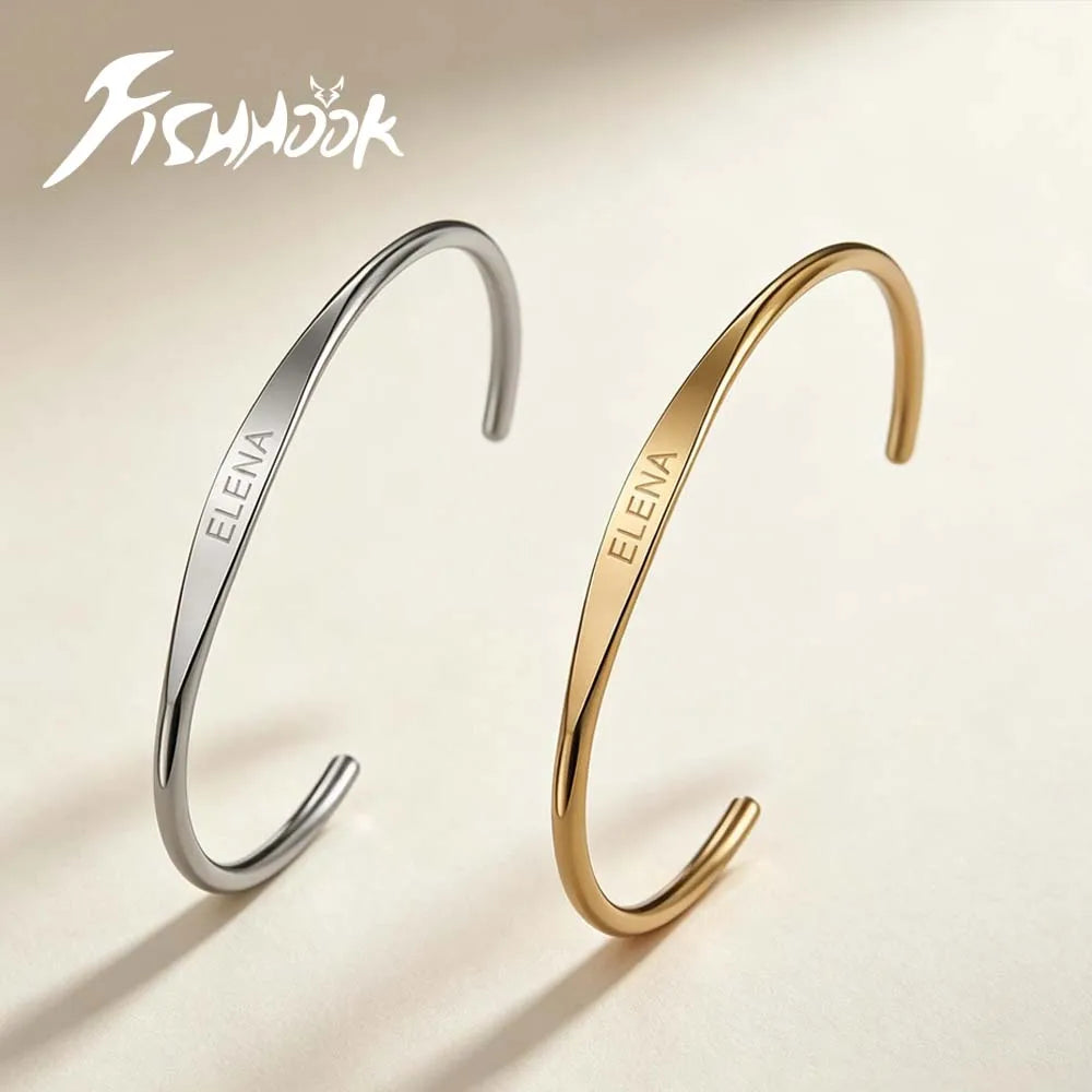 Le Duo Gravé – Bracelet Jonc Personnalisable