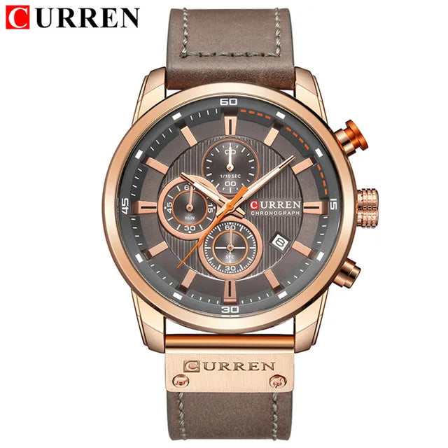 CURREN 8291 Mens Quartz Chronograph Watch Casual Leather Military Sport Fashion Gentleman Wristwatch