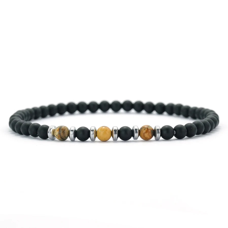 Charm Natural Stone 4mm Beads Bracelet Men Matte Phoenix Tiger Eyes Beaded Healing Elastic Braslet Casual Daily Homme Pulseira