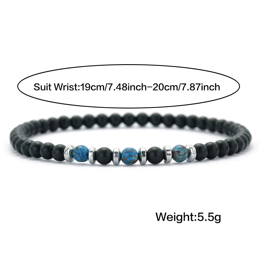 Charm Natural Stone 4mm Beads Bracelet Men Matte Phoenix Tiger Eyes Beaded Healing Elastic Braslet Casual Daily Homme Pulseira