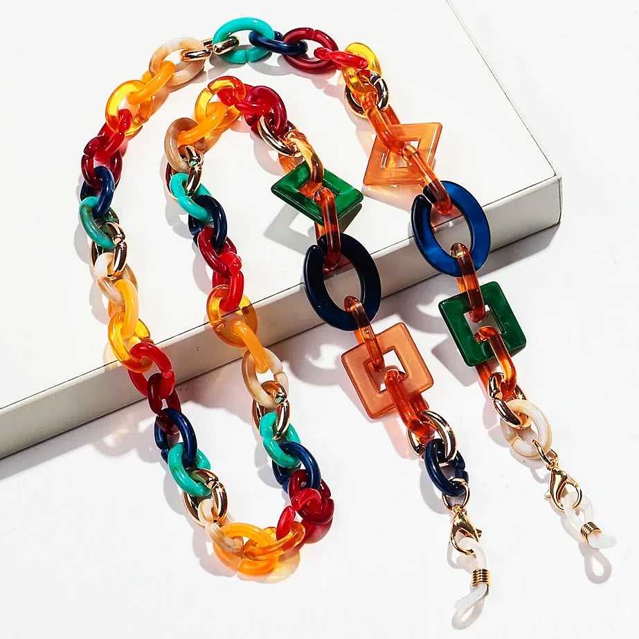 La Chaîne Bohème – Chaîne à Lunettes en Acrylique Coloré
