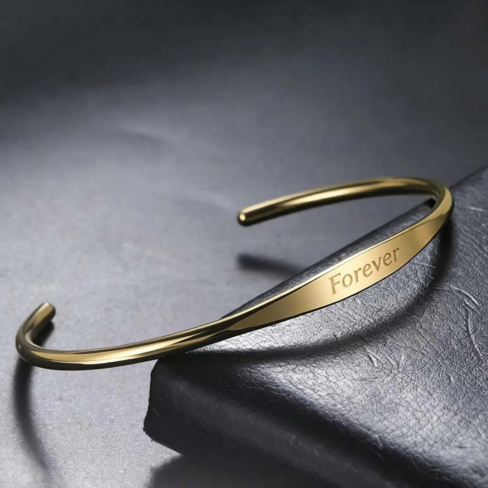 Le Duo Gravé – Bracelet Jonc Personnalisable