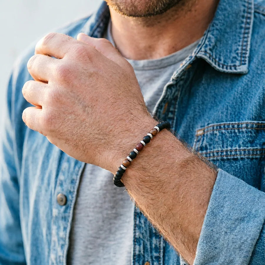 Charm Natural Stone 4mm Beads Bracelet Men Matte Phoenix Tiger Eyes Beaded Healing Elastic Braslet Casual Daily Homme Pulseira