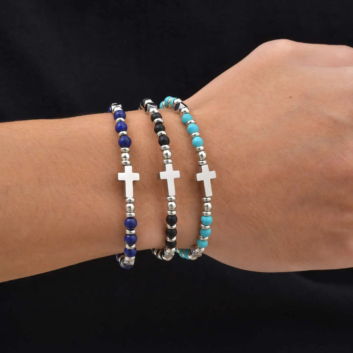 Le Pendantif – Bracelet Croix Pierre Naturelle