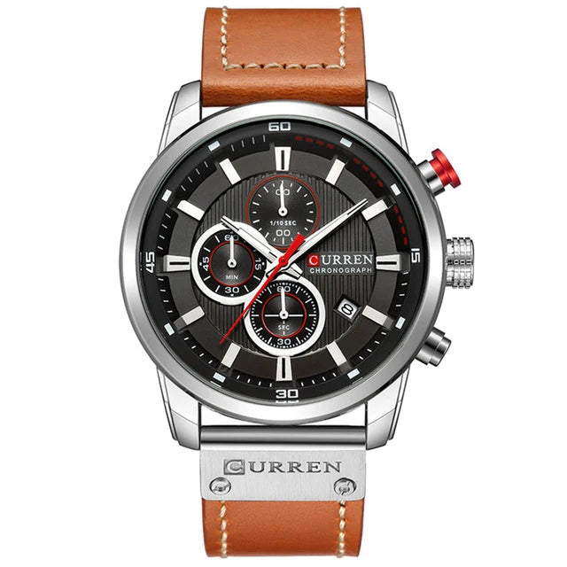CURREN 8291 Mens Quartz Chronograph Watch Casual Leather Military Sport Fashion Gentleman Wristwatch