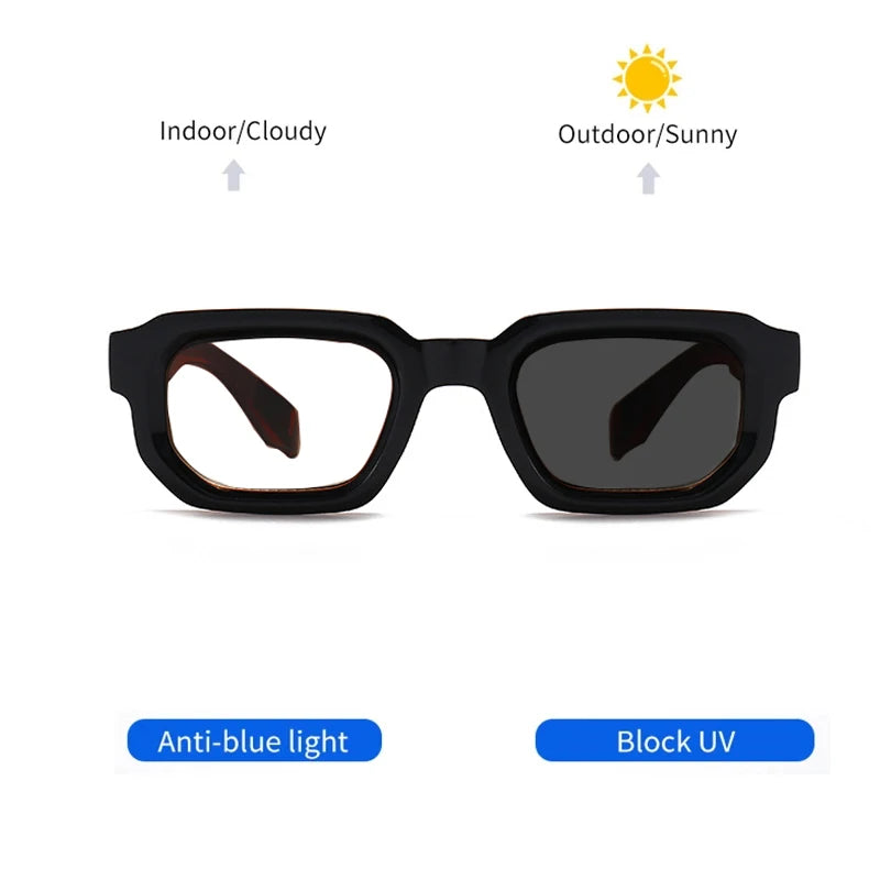 Brand Black Square Men's Glasses Frame Optical Anti Blue Light Reading Eyeglasses Retro Small Rivets Men's Presbyopia Glasses